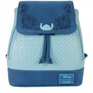 Loungefly Disney Stitch Embroidered Floral Drawstring Mini Backpack New Release
